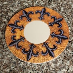 Wine Bottle Coaster, Fleur de Lis Graphic